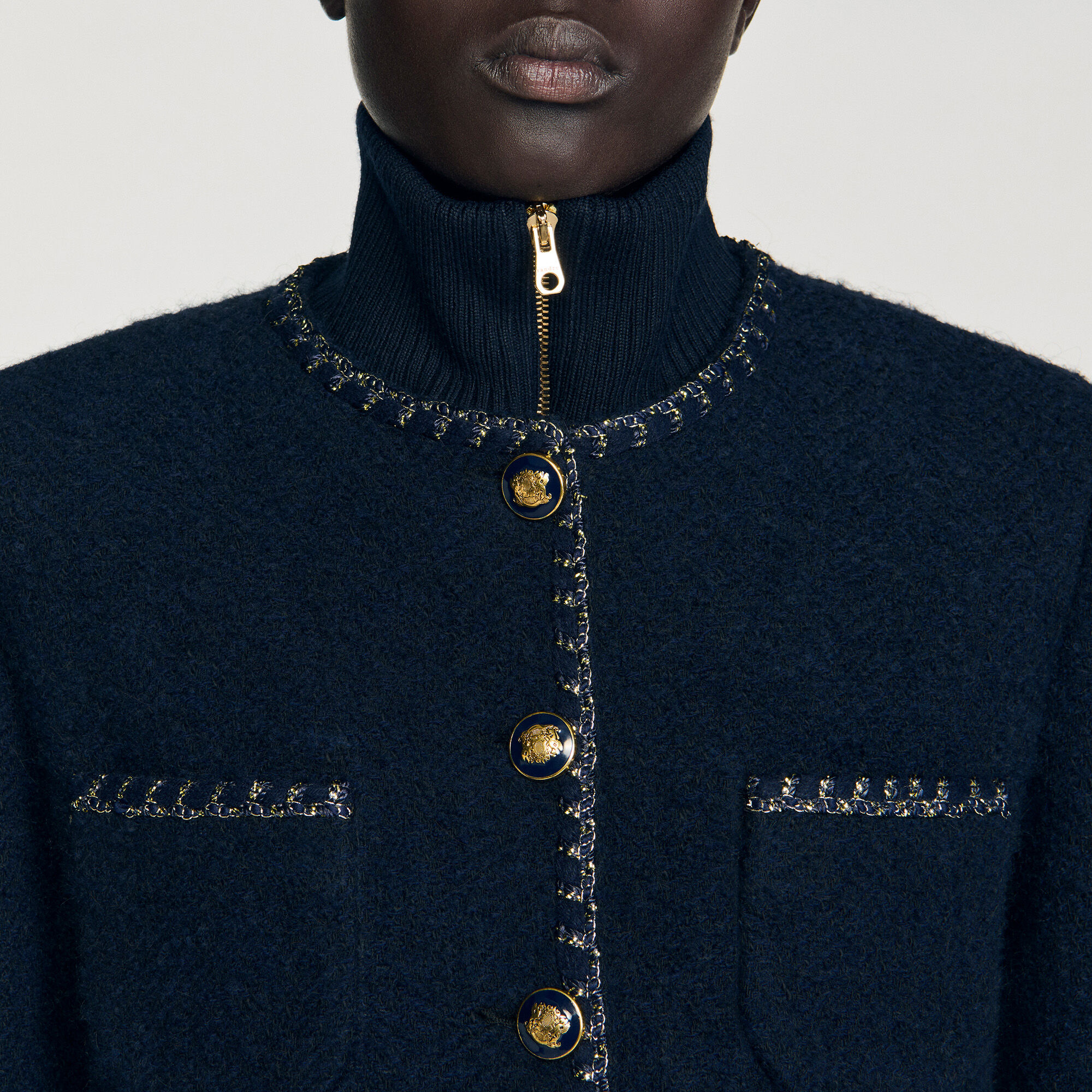 Chaqueta de tweed con galones