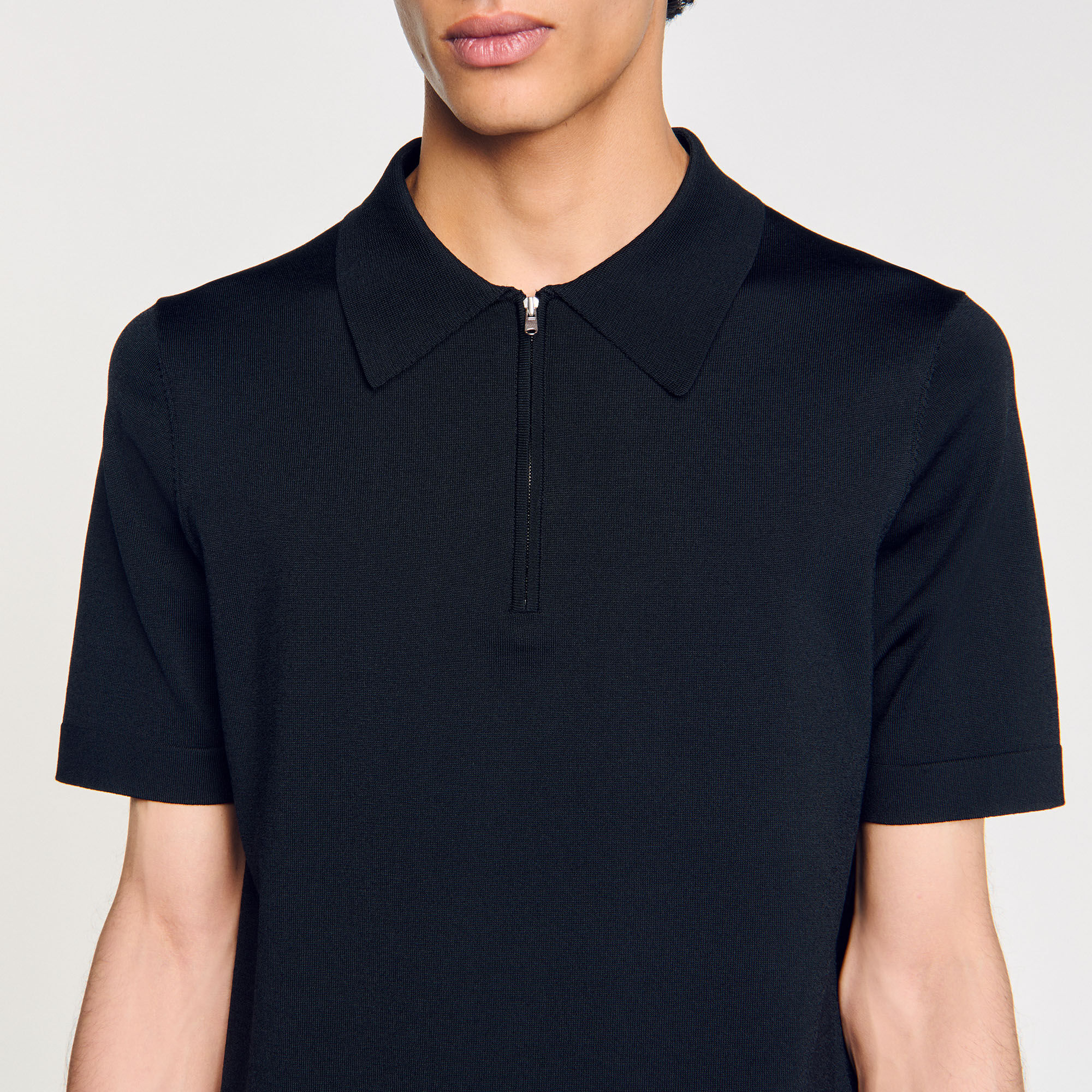Polo de punto con cuello con cremallera