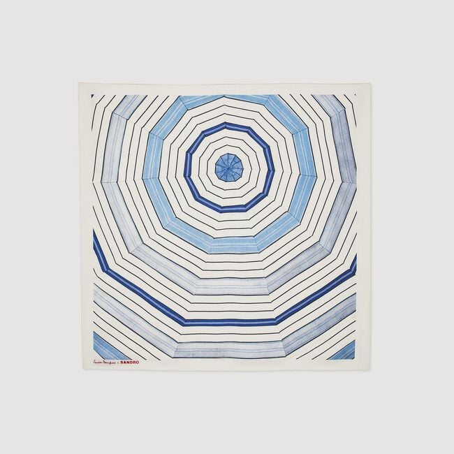 Pañuelo de seda estampado a rayas