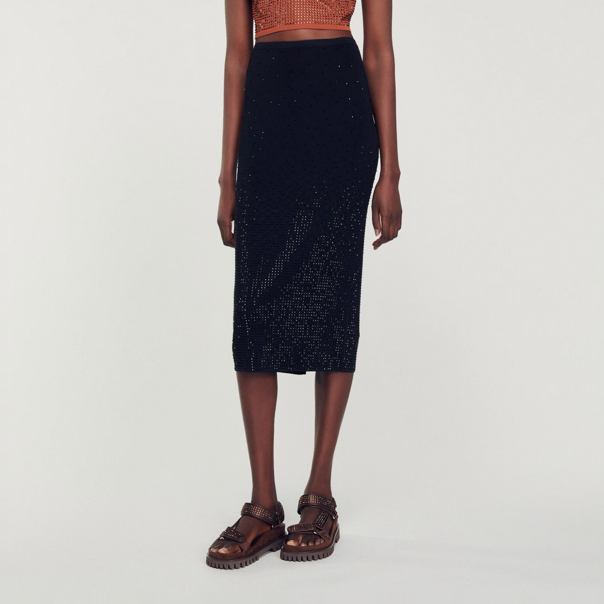 Falda midi sublimada con strass