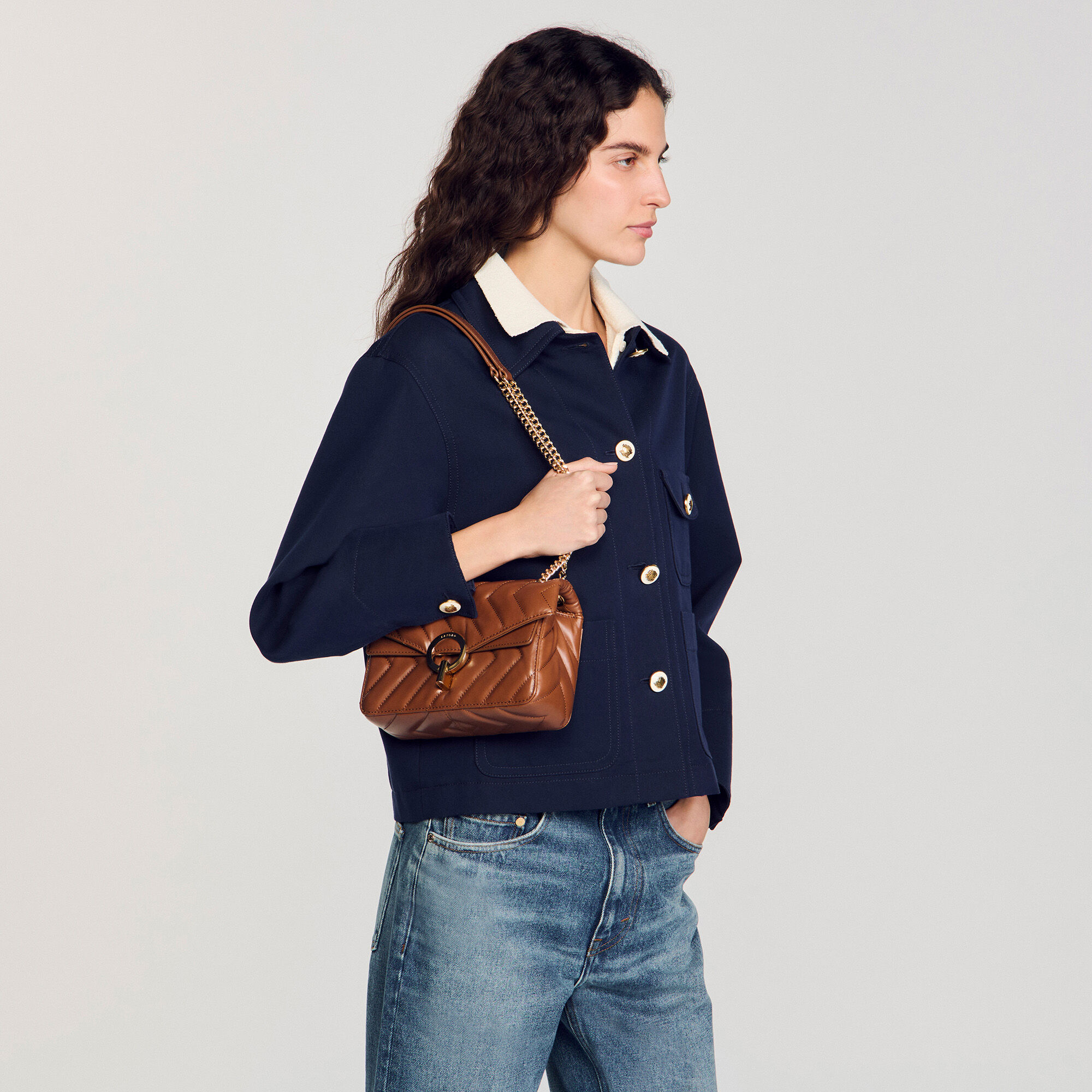 Bolso pequeño de cuero liso Yza