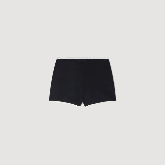 Short canalé bordado con perlas