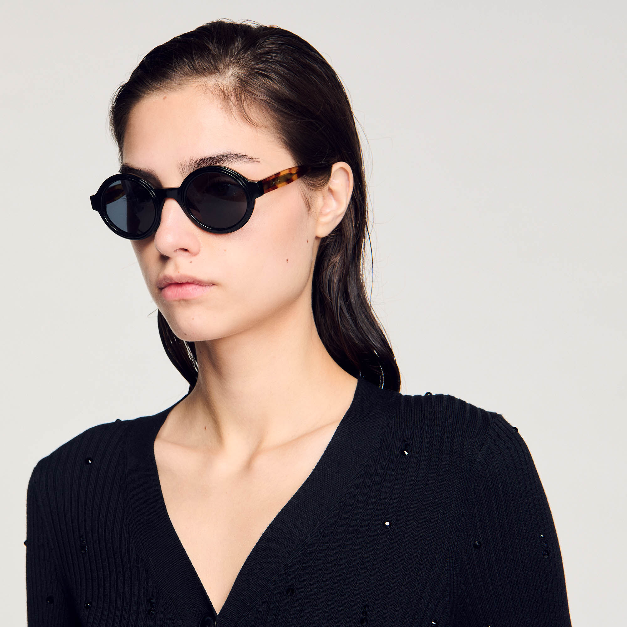 Gafas de sol redondas negro gris para mujer Sandro Paris