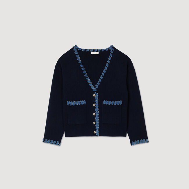 Cárdigan con detalles denim