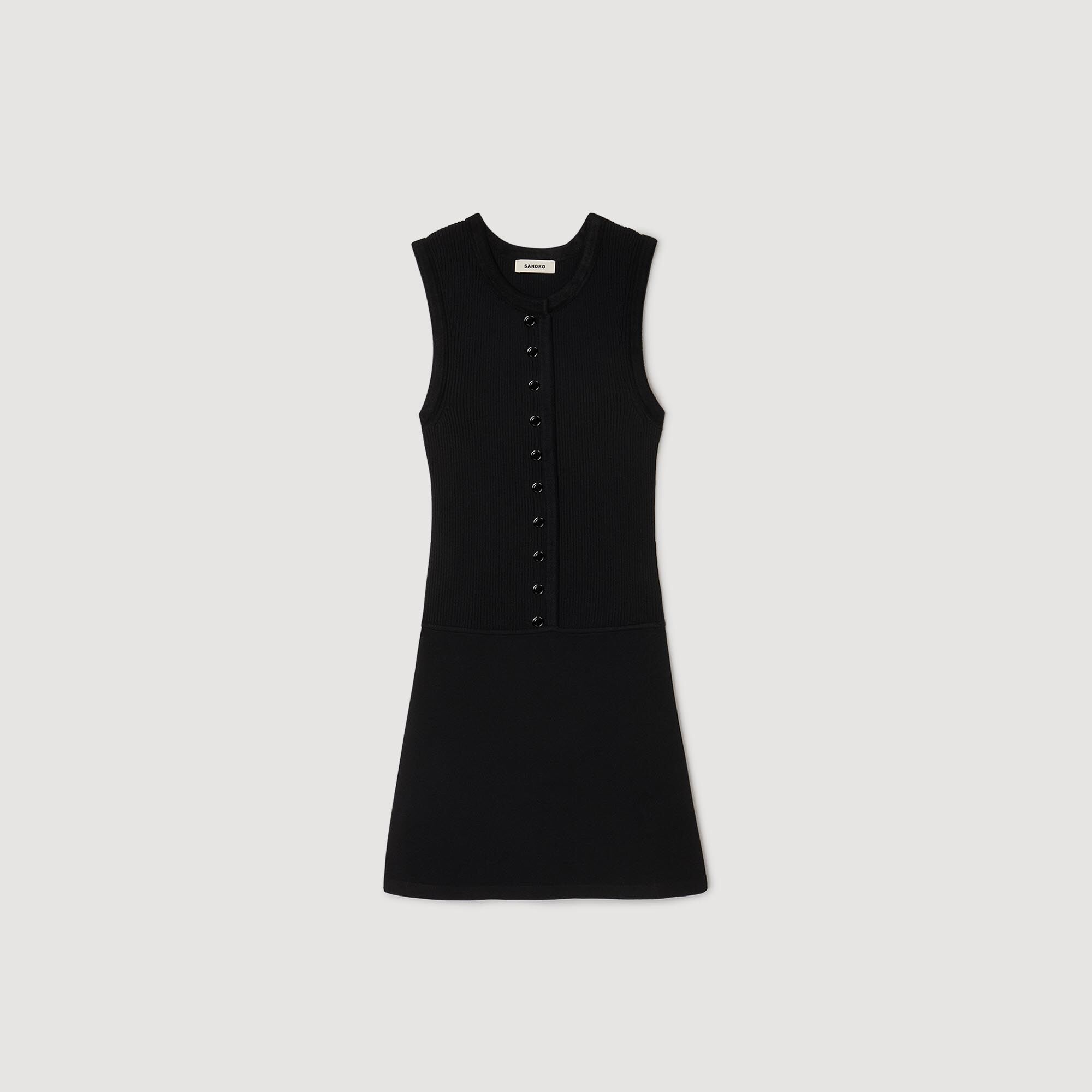 Vestido corto de punto canalé