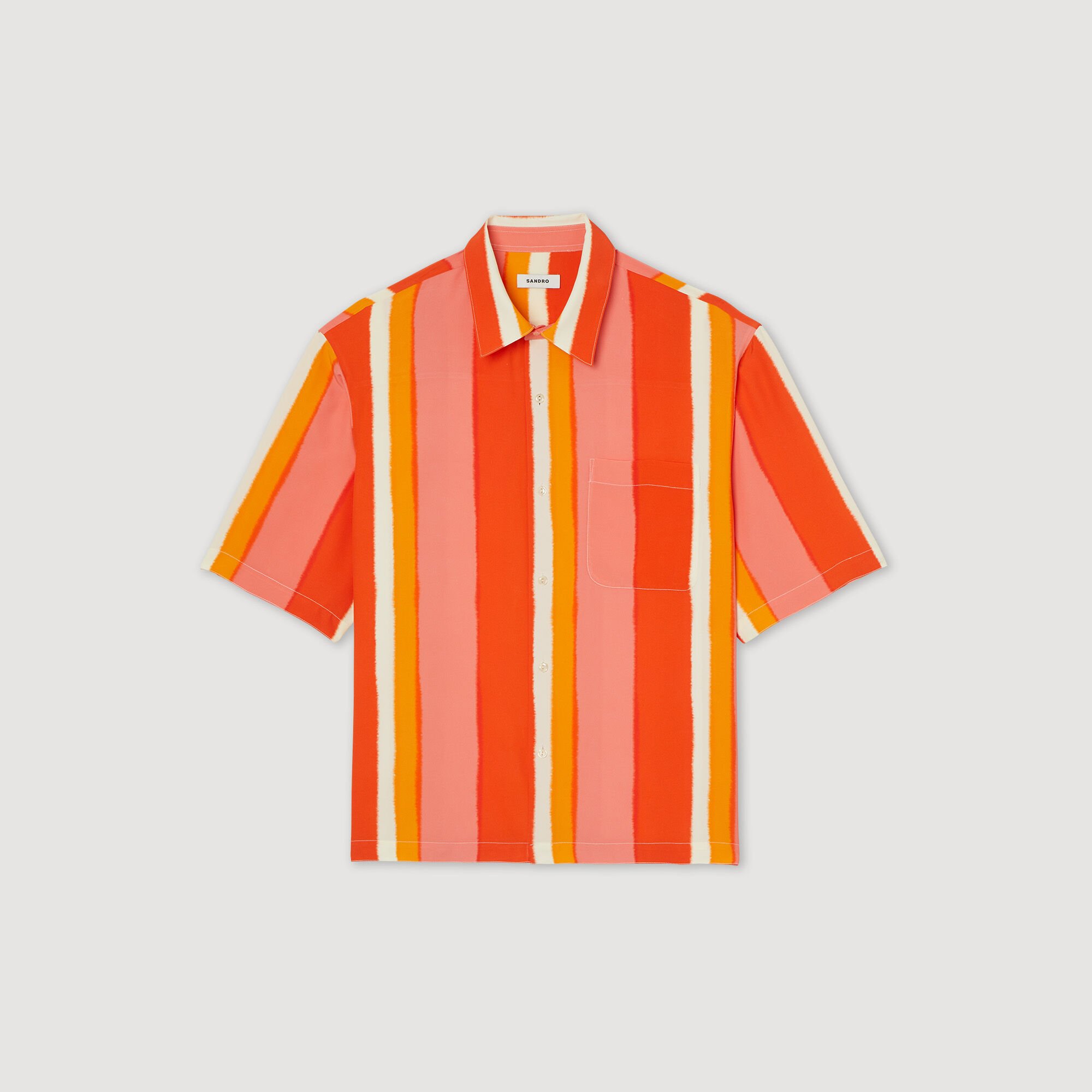 Camisa fluida de manga corta de rayas