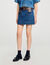 Falda corta de denim y cuero
