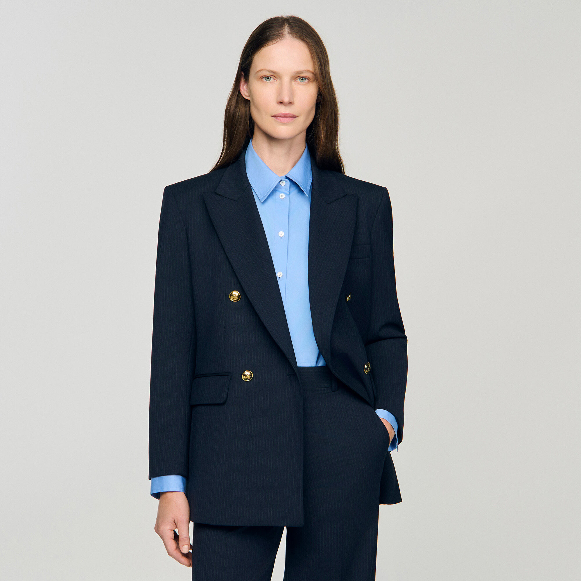 Chaqueta de rayas finas