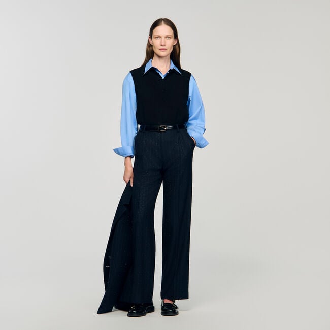 Pantalón a rayas con strass