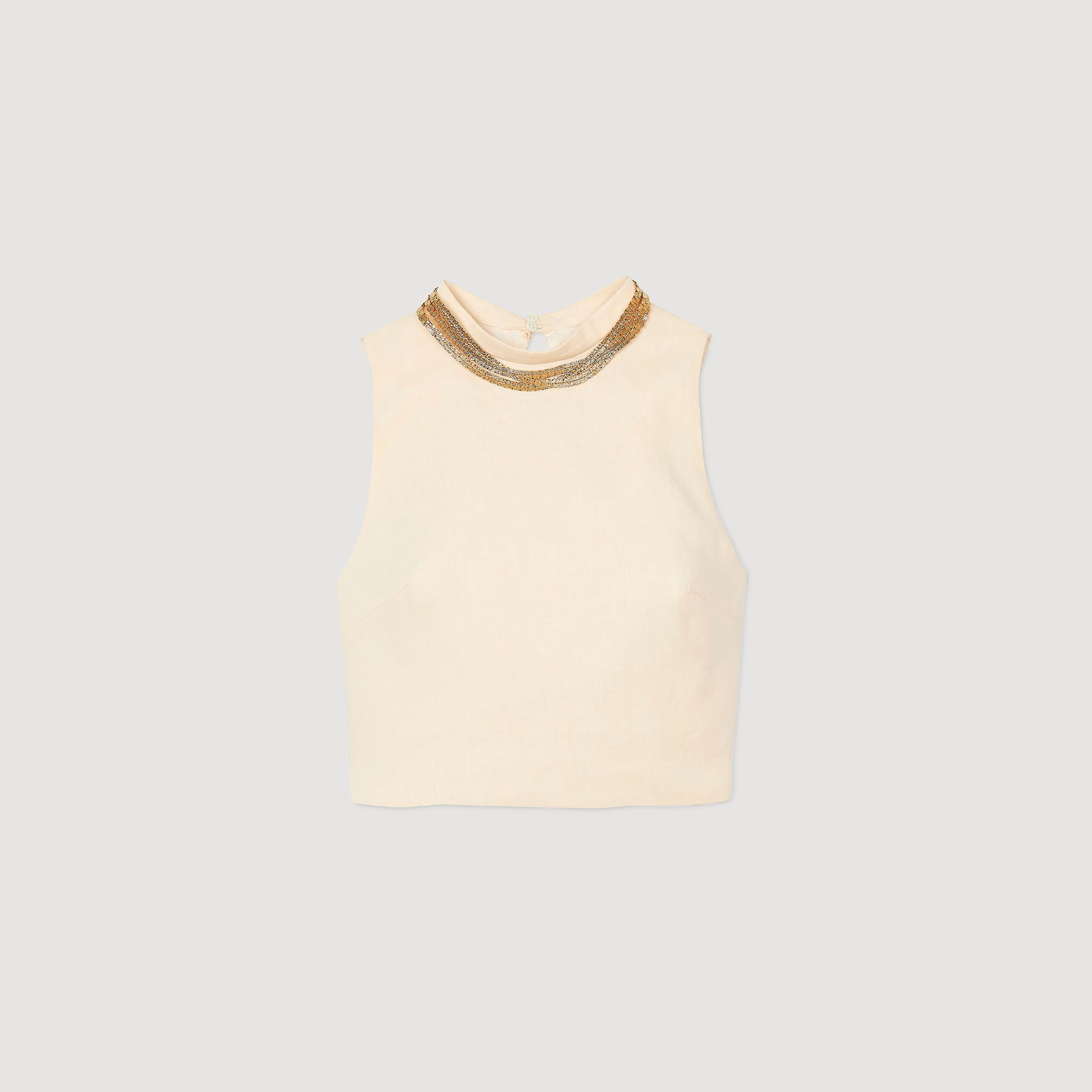 Top corto de punto con collar
