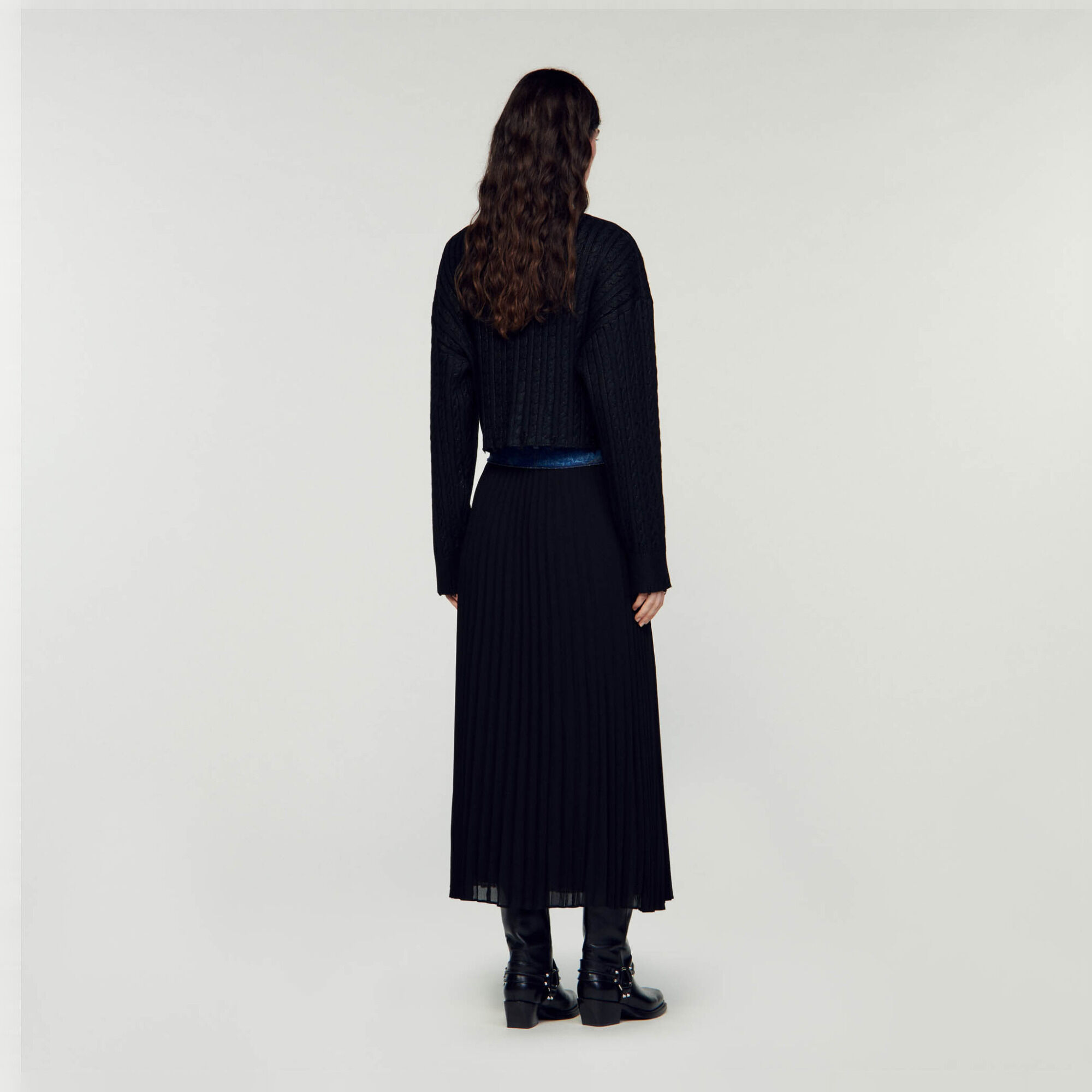 Falda larga vaquera plisada