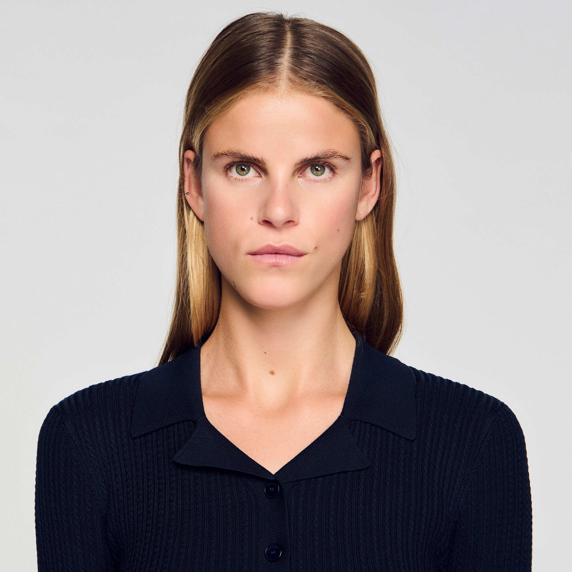 Cárdigan corto con cuello polo