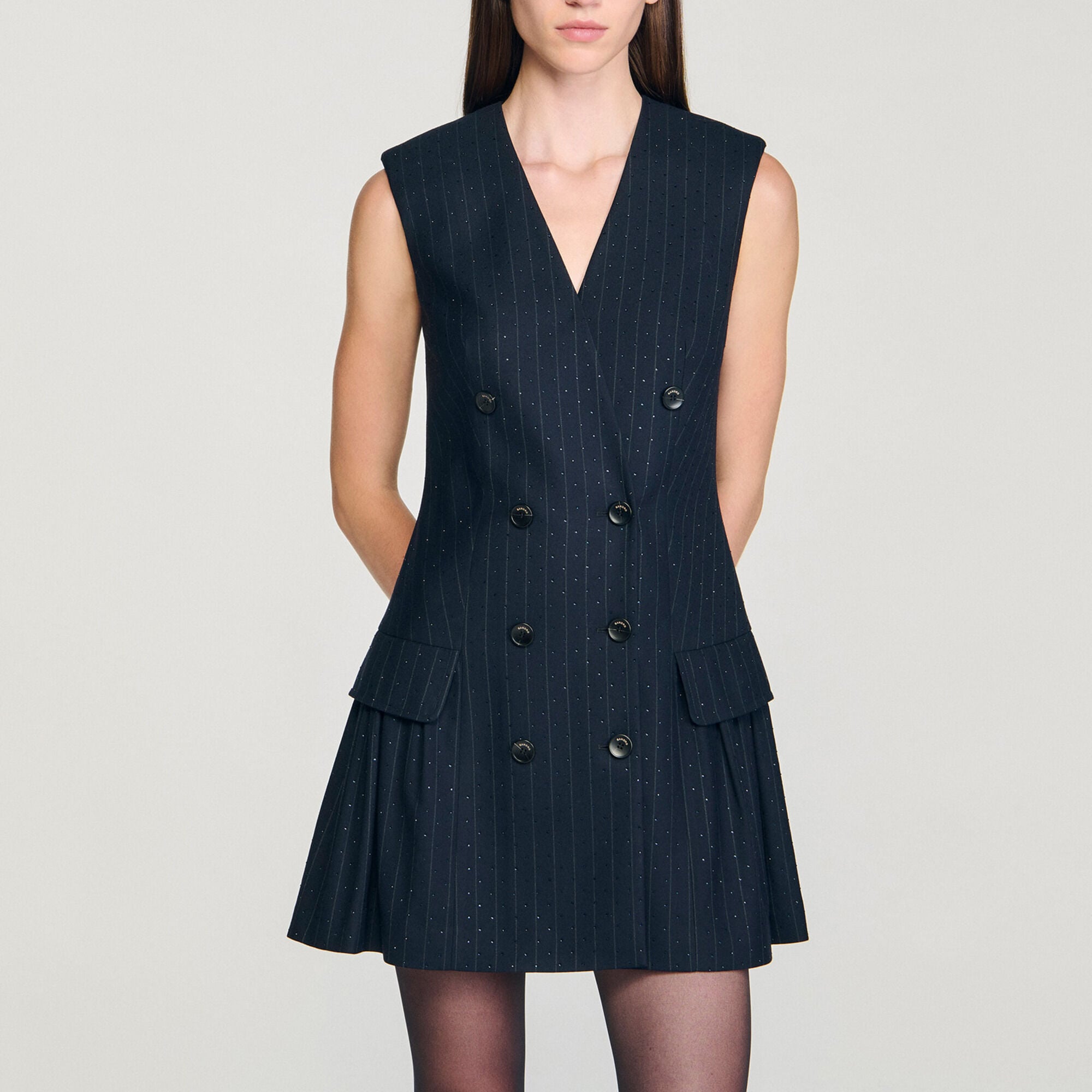 Vestido corto sastre con strass - Mujer | Sandro