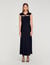 Vestido largo satinado con strass