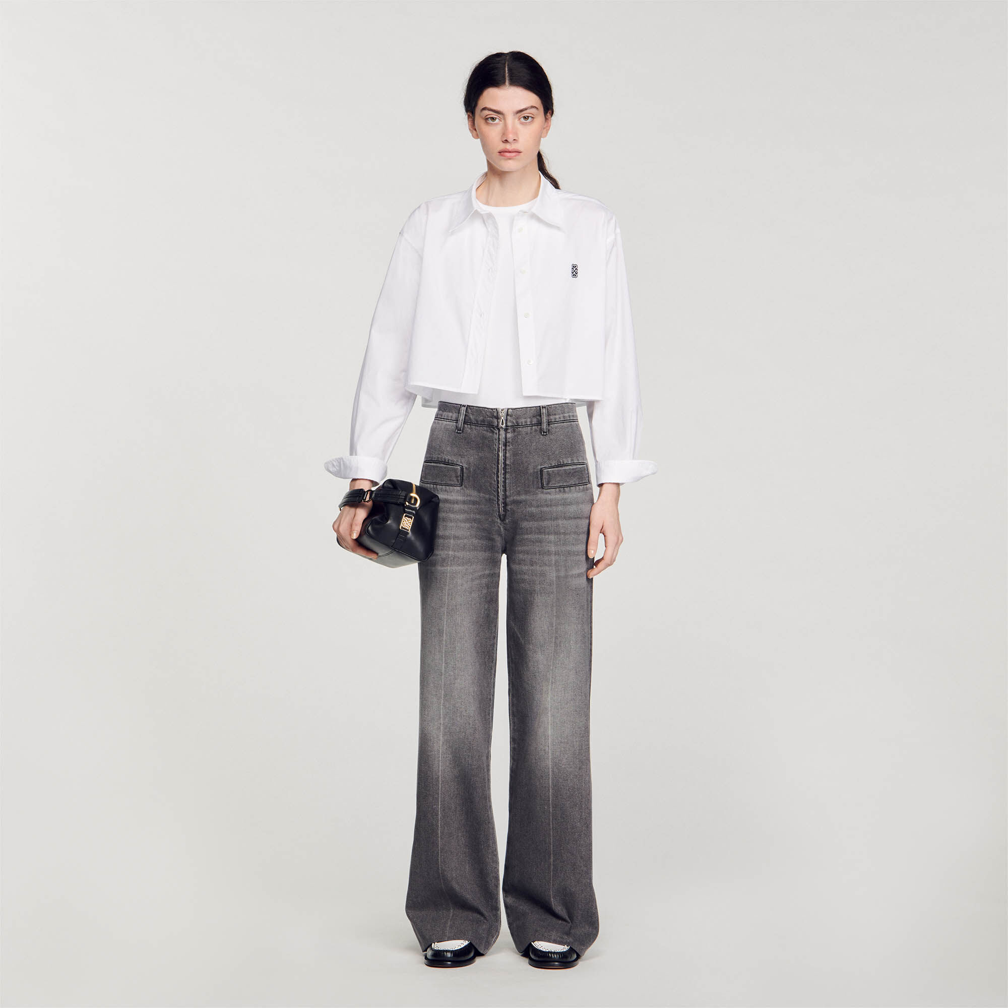 Pantalon campana desteñido outlet