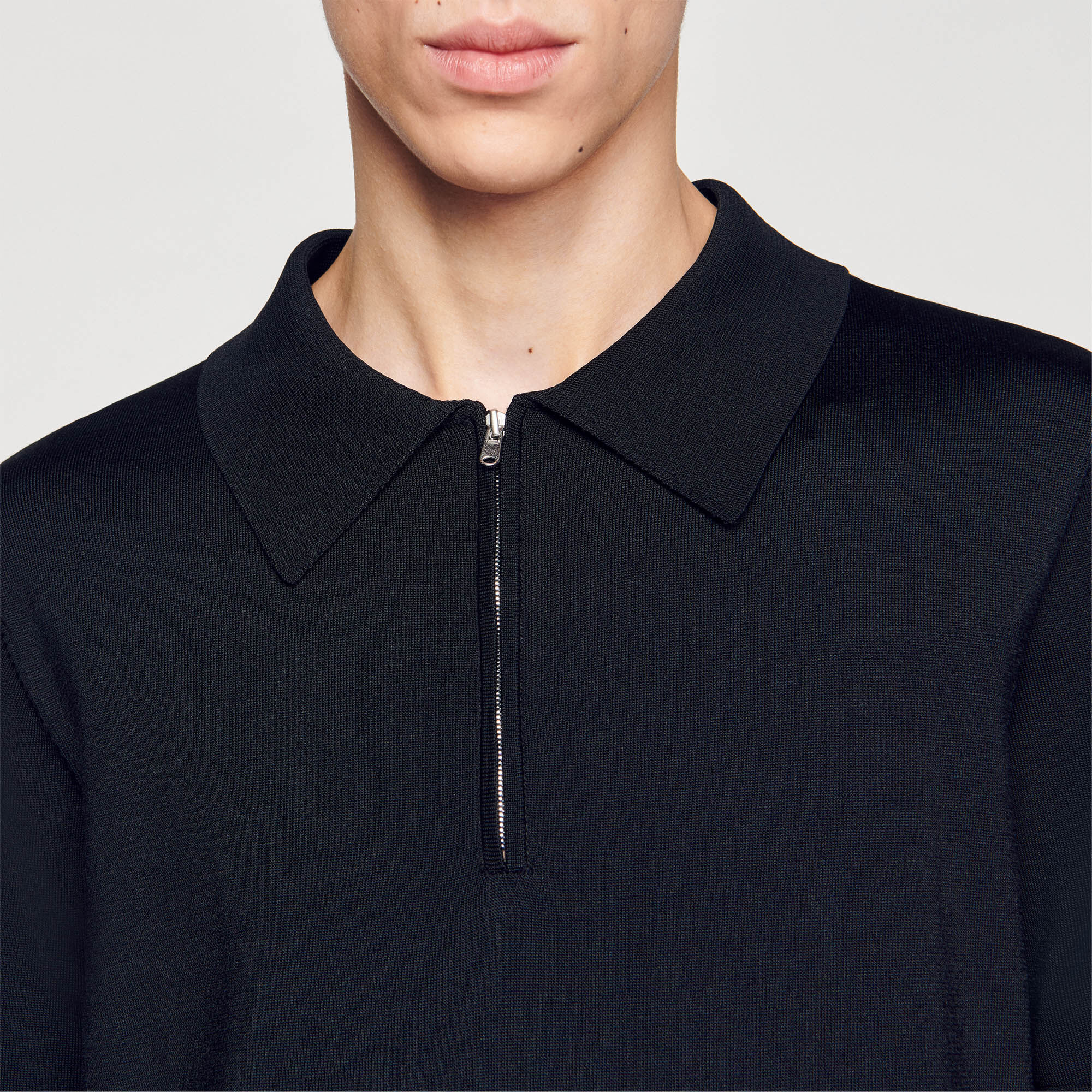 Polo de punto con cuello con cremallera
