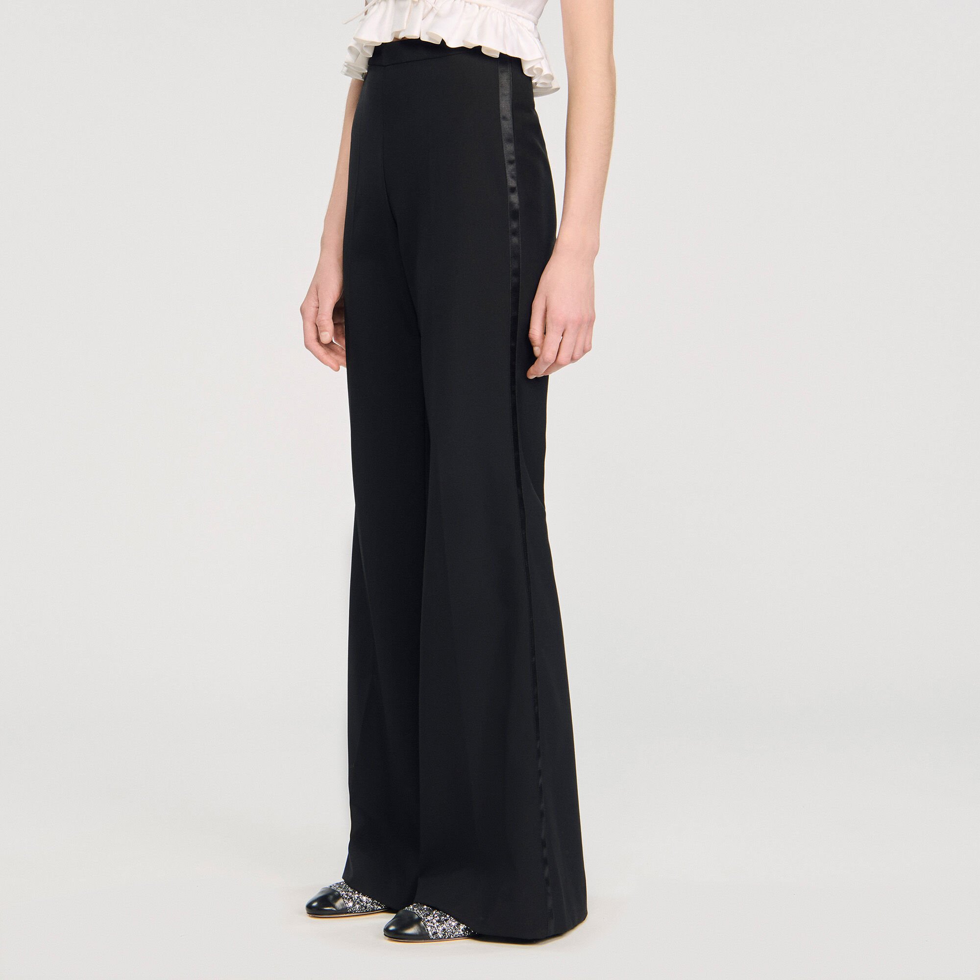 Pantalón de traje banda satinada