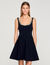 Vestido corto con cuello de strass