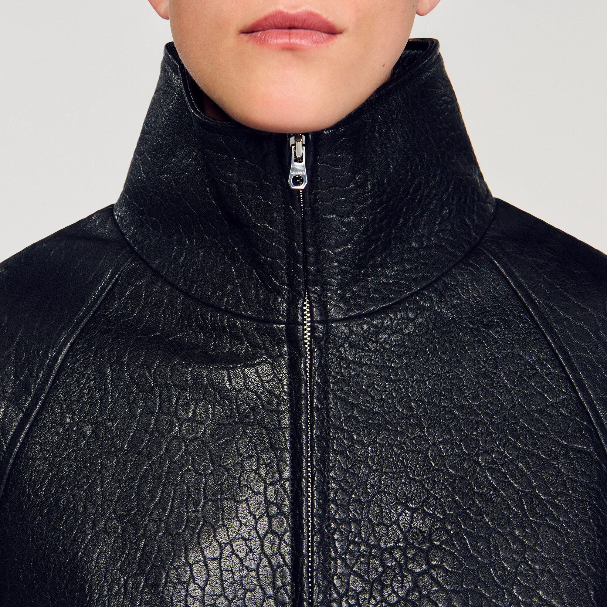 Cazadora de cuero oversize