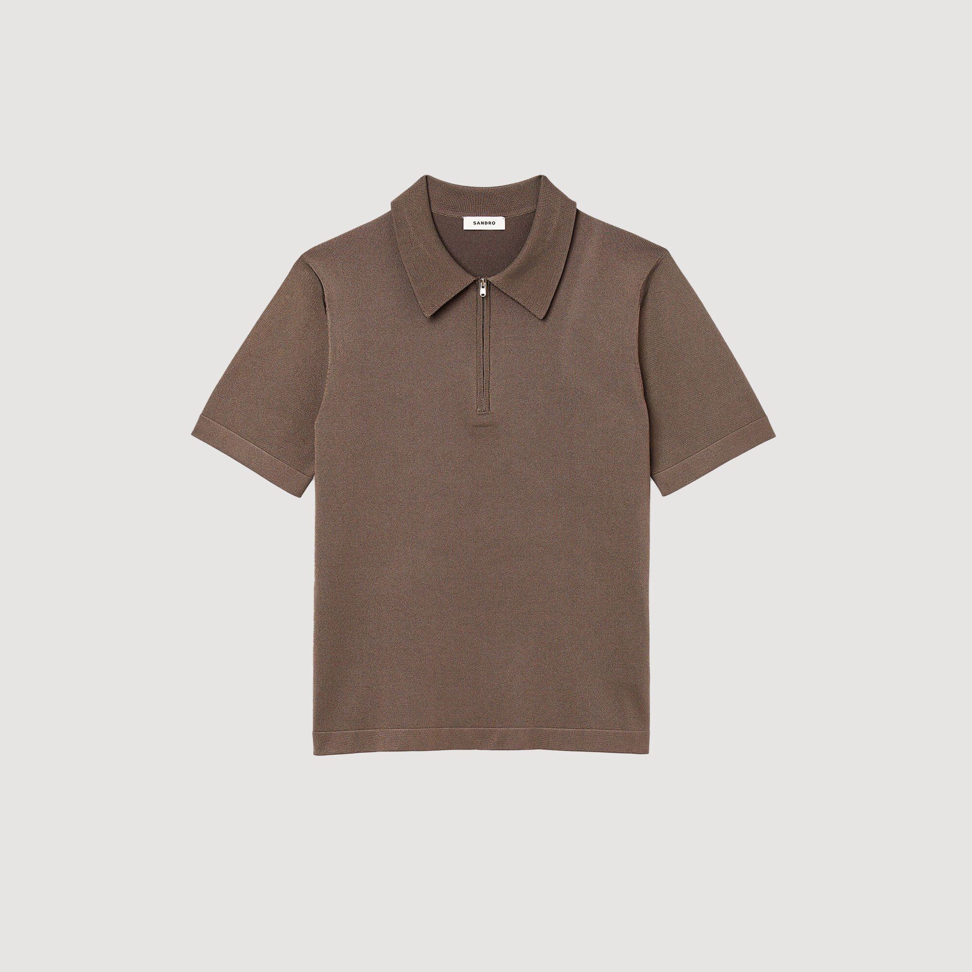 Polo de punto con cuello con cremallera
