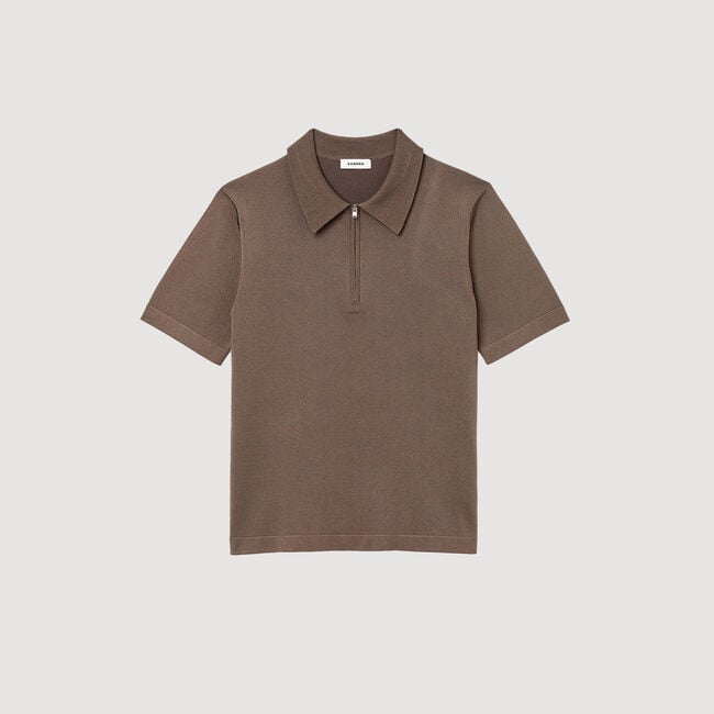 Polo de punto con cuello con cremallera