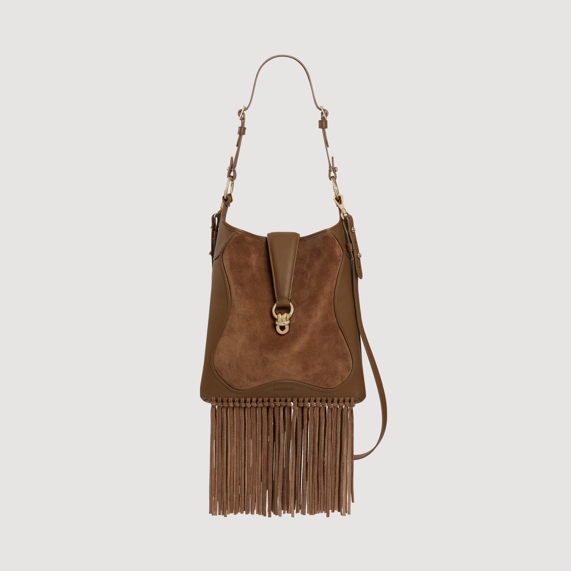 Bolso de cuero y ante con flecos