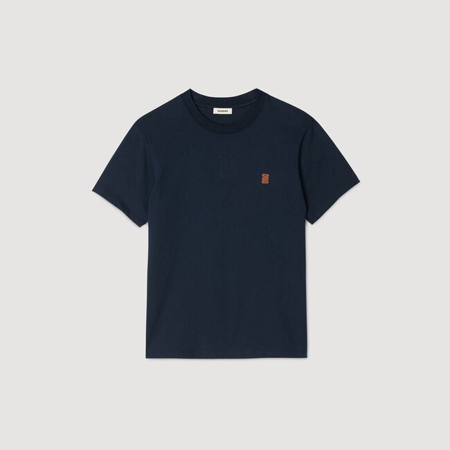 Camiseta con logotipo de cuero