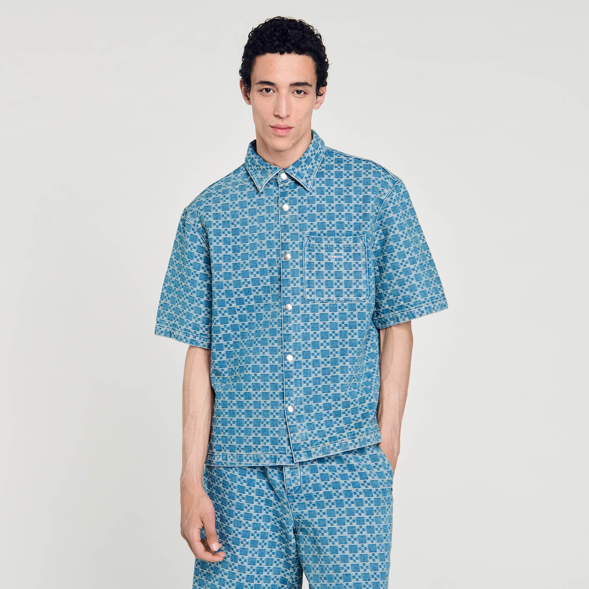 Camisa denim square cross