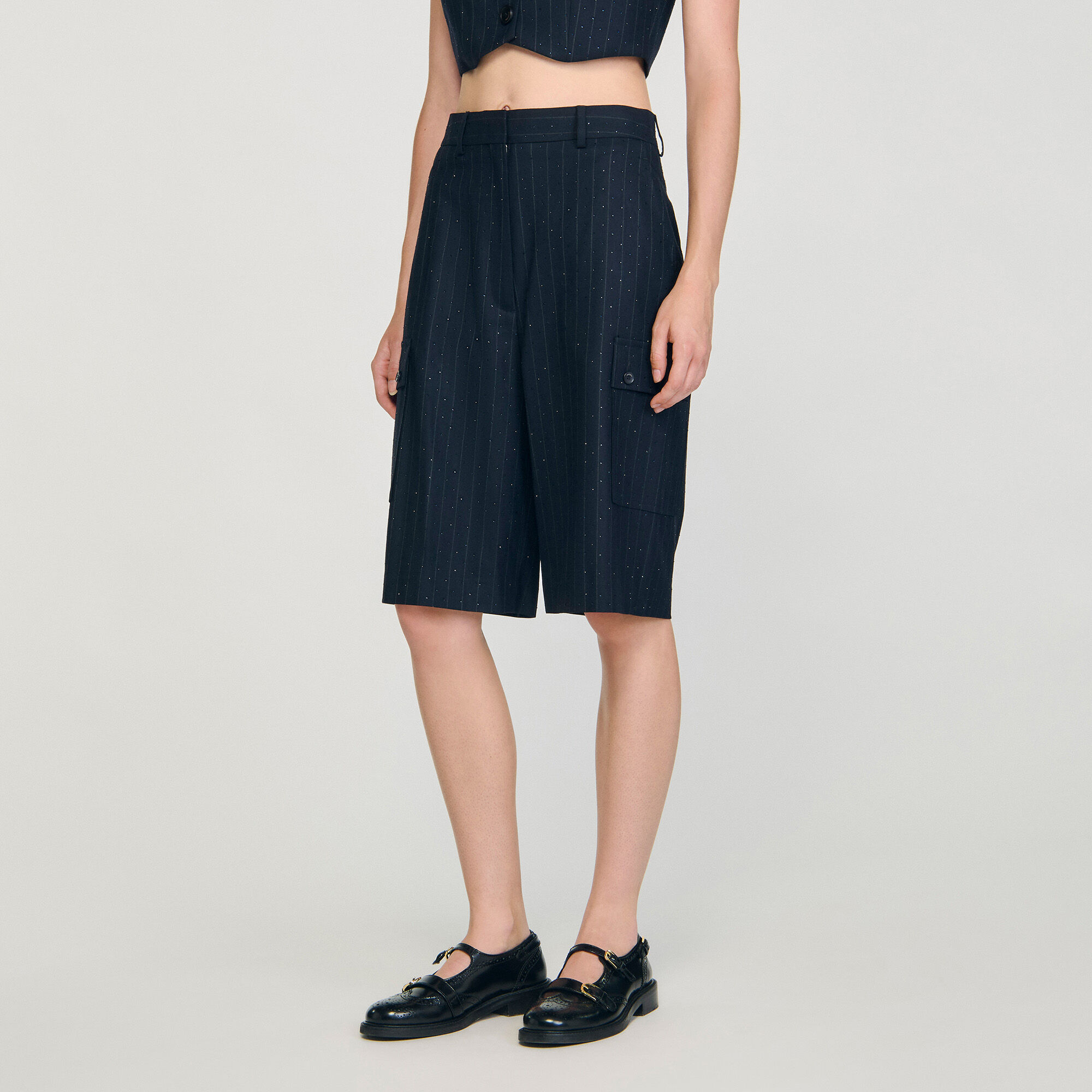 Bermudas a rayas con strass