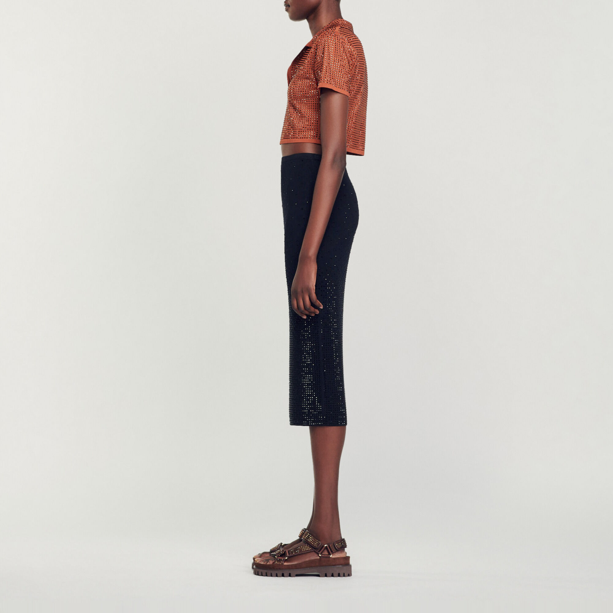 Falda midi sublimada con strass