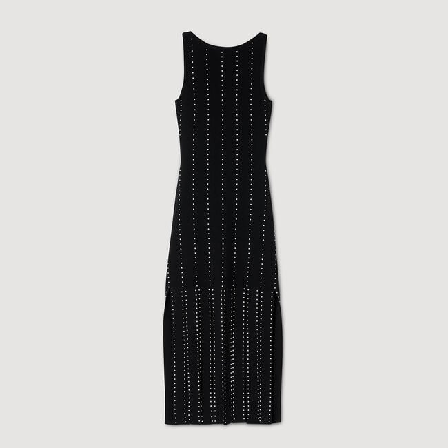 Vestido largo de punto con flecos