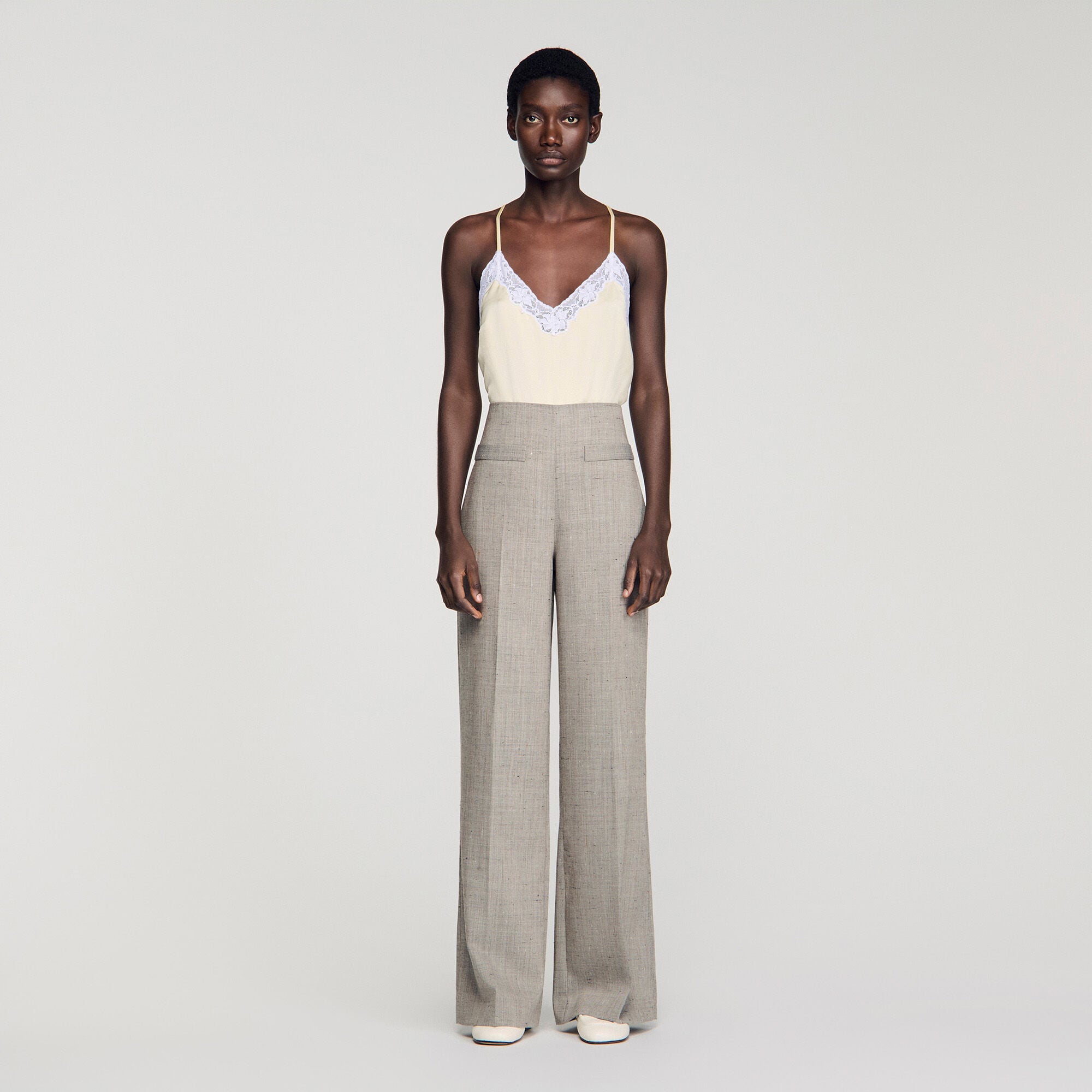 Pantal&oacute;n ancho de lana a cuadros