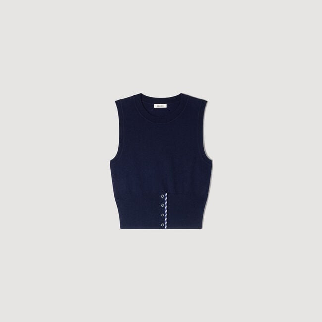 Jersey corto rayas lana y cachemira