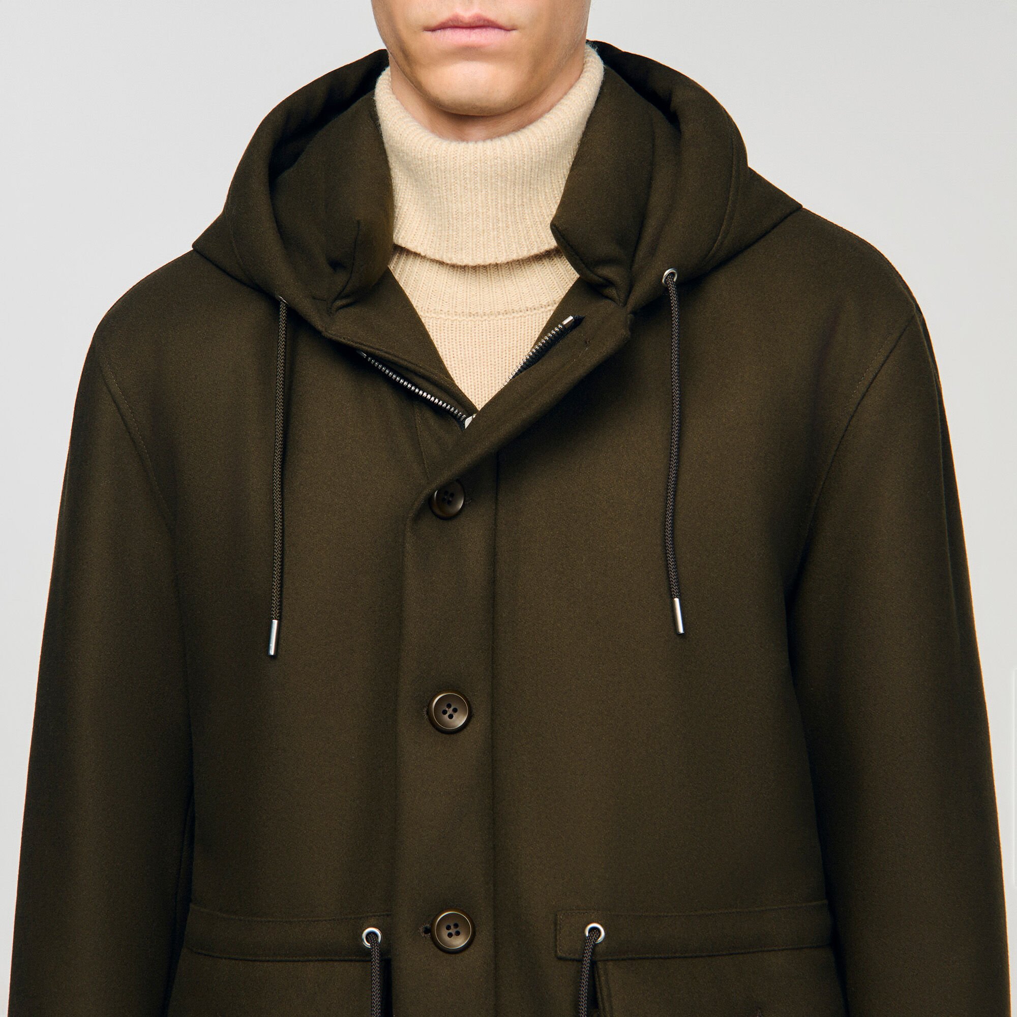 Parka de lana con capucha