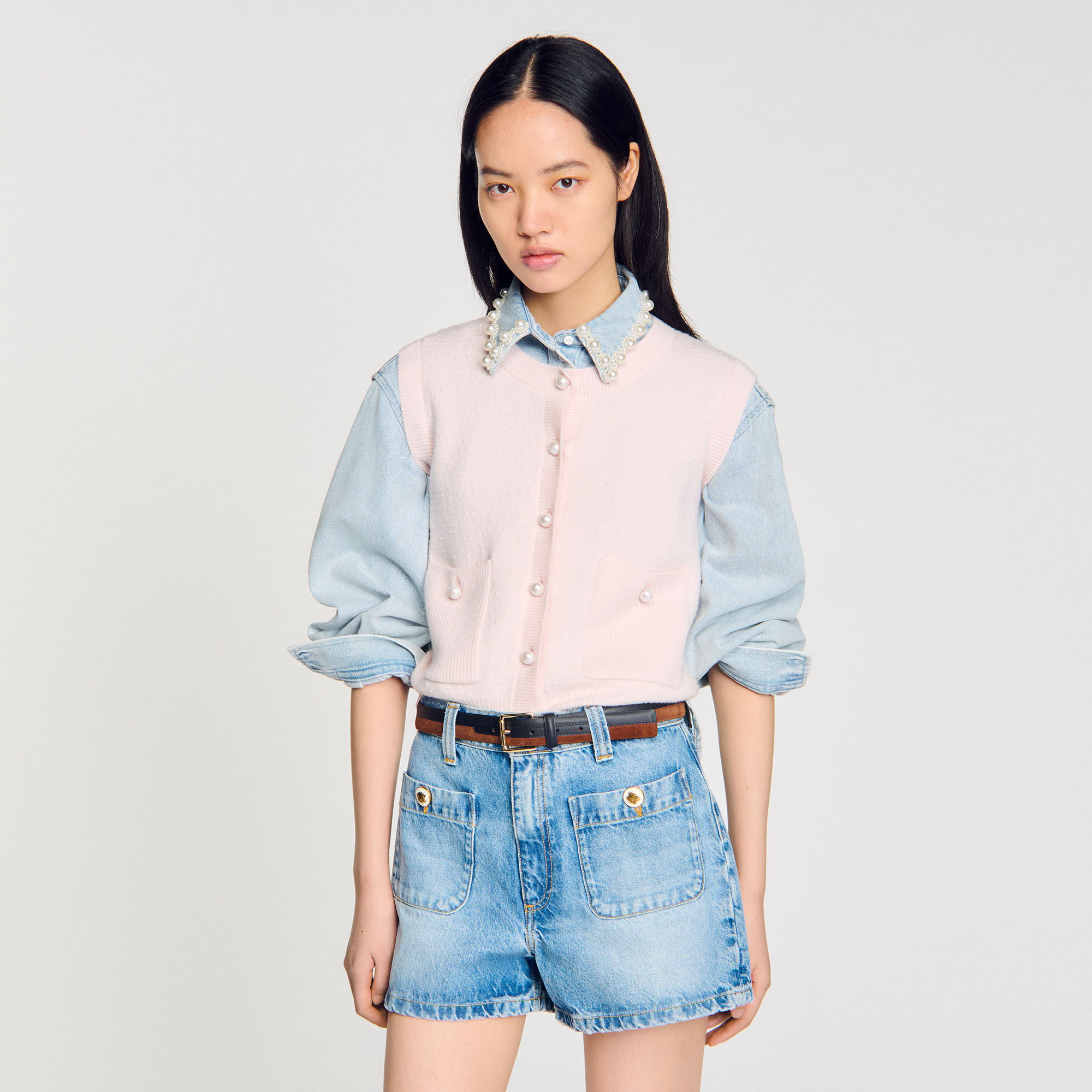 Chaleco de tweed con textura