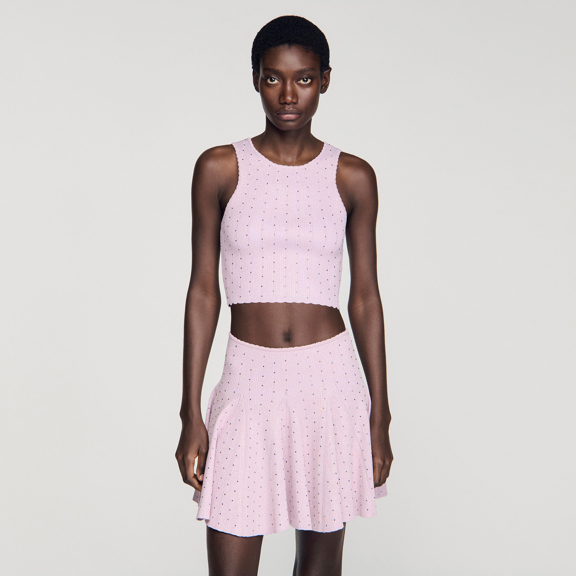 Jersey corto de punto con strass