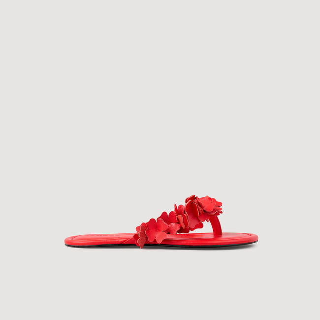 Sandalias de cuero con flores
