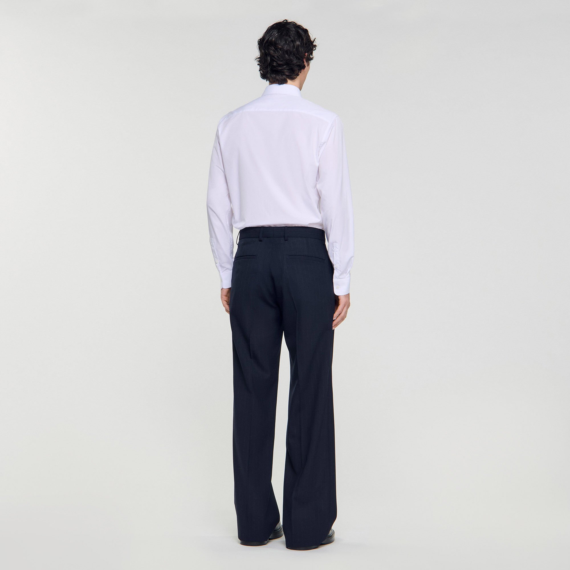 Pantalón ancho de traje de lana