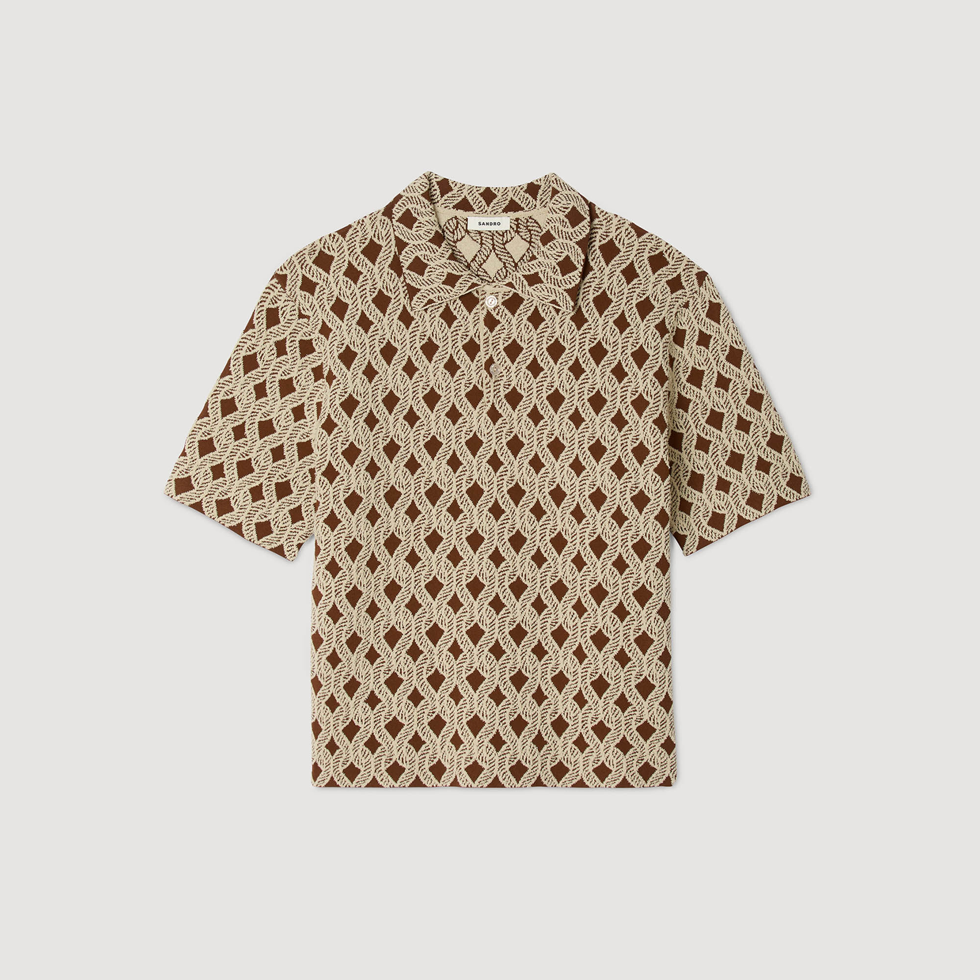 Camisa cárdigan de jacquard cuerda