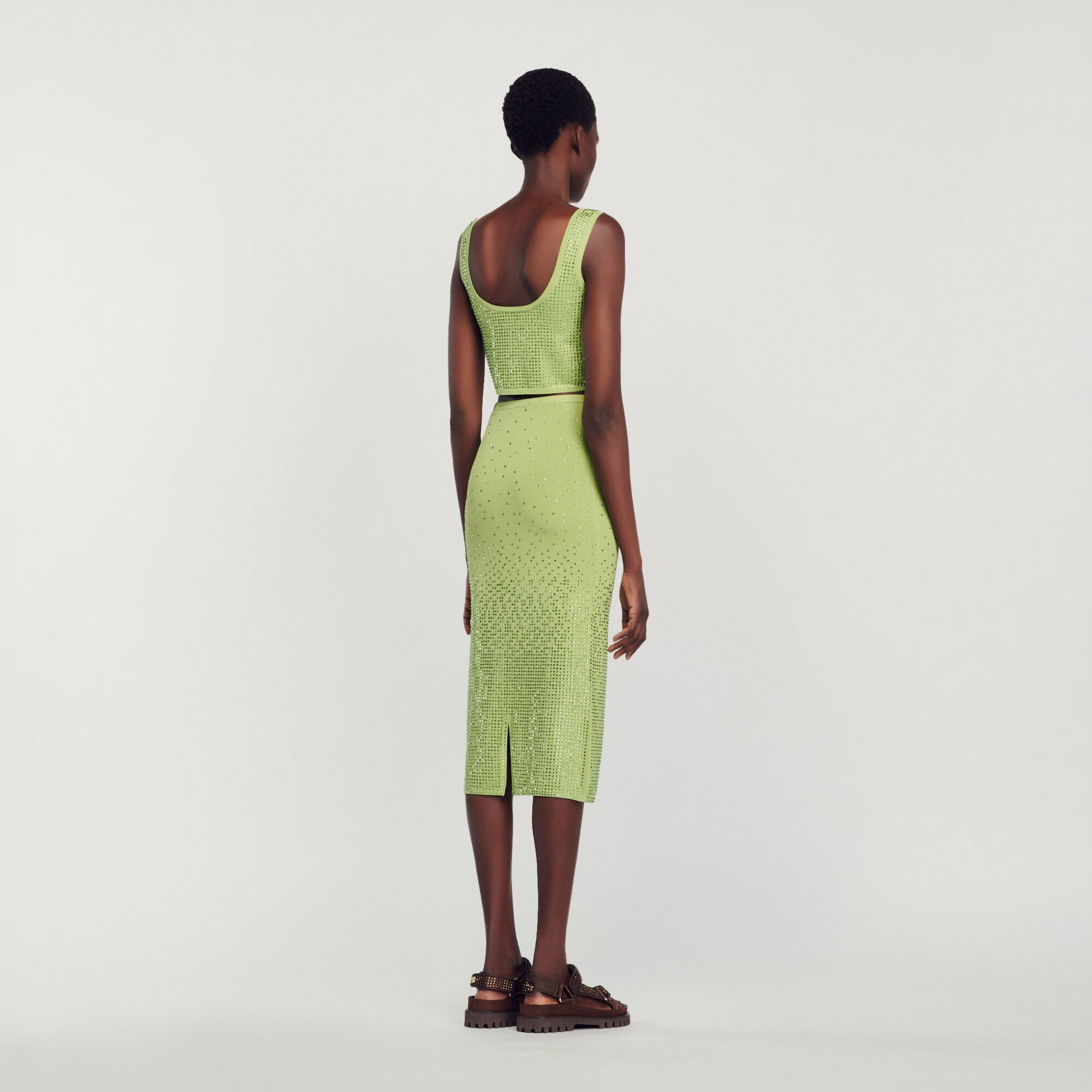 Falda midi sublimada con strass