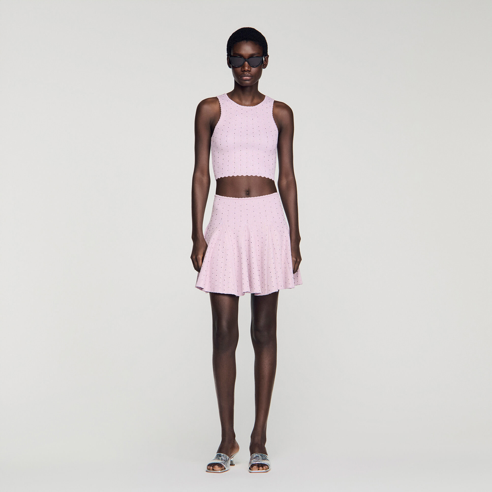 Jersey corto de punto con strass