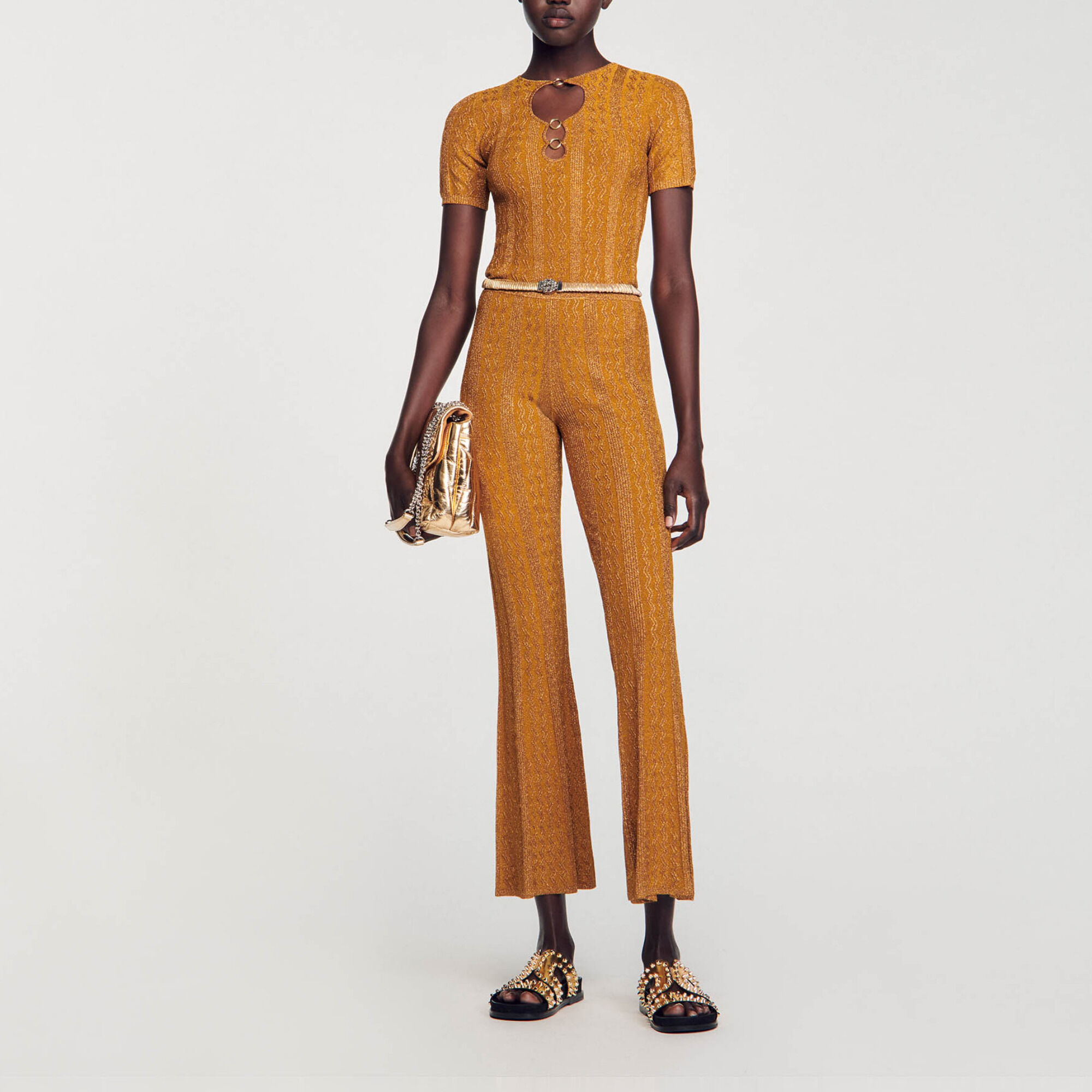 Pantalón de punto metalizado