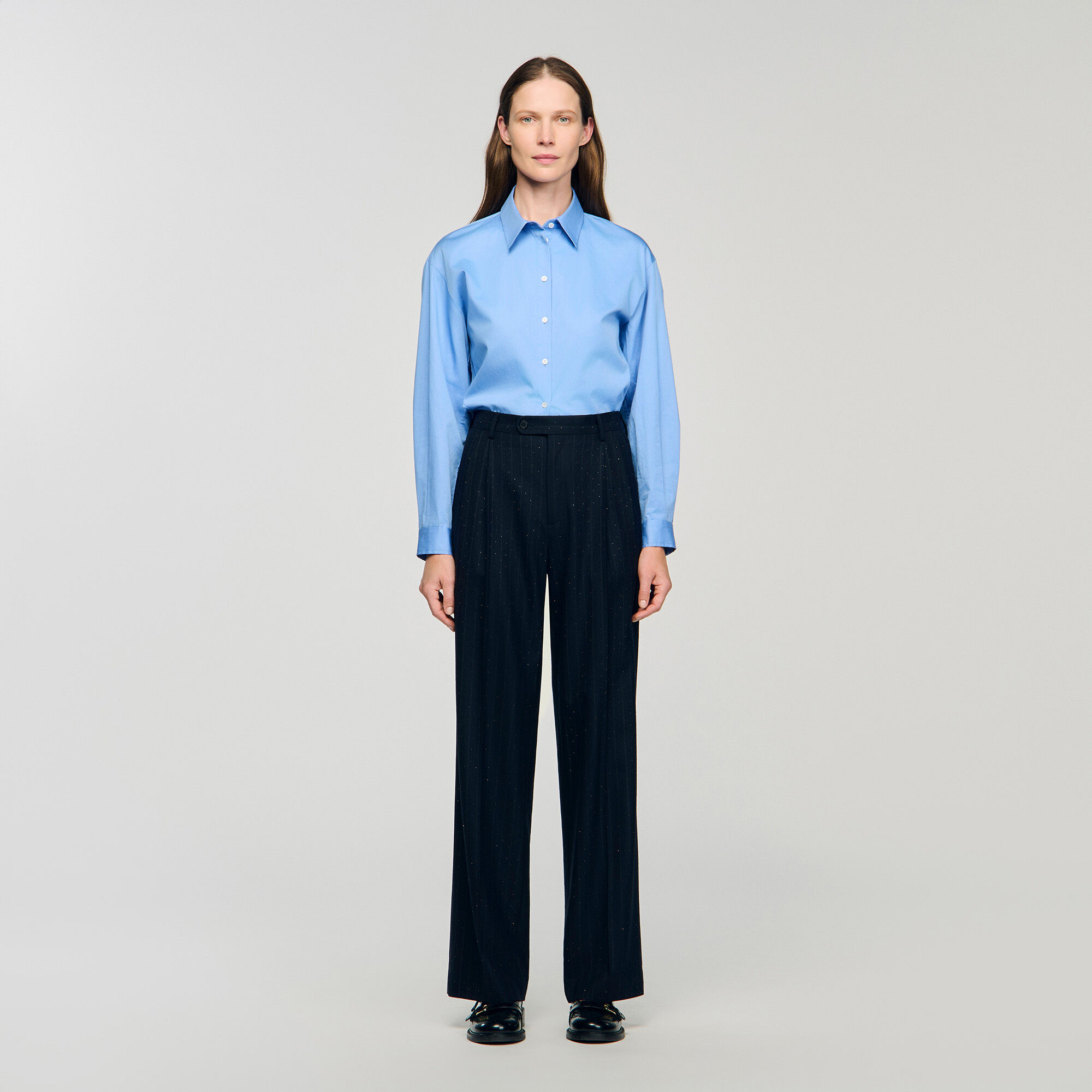 Pantalón a rayas con strass