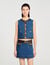 Top de denim y cuero