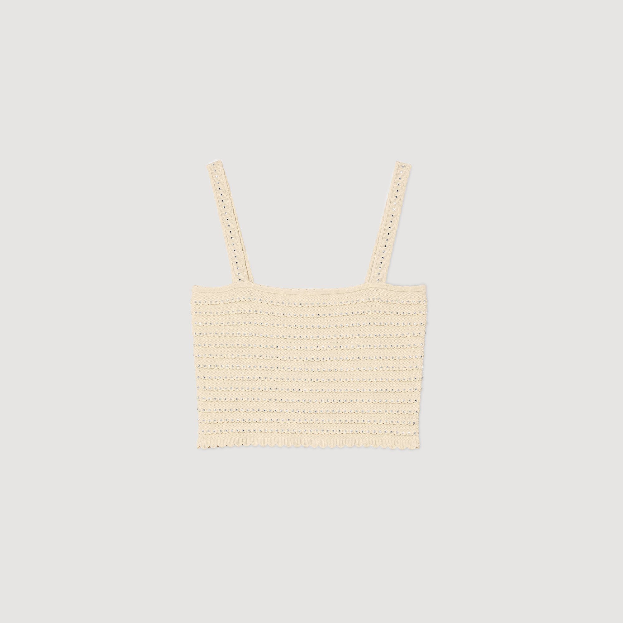 Top corto de punto con strass