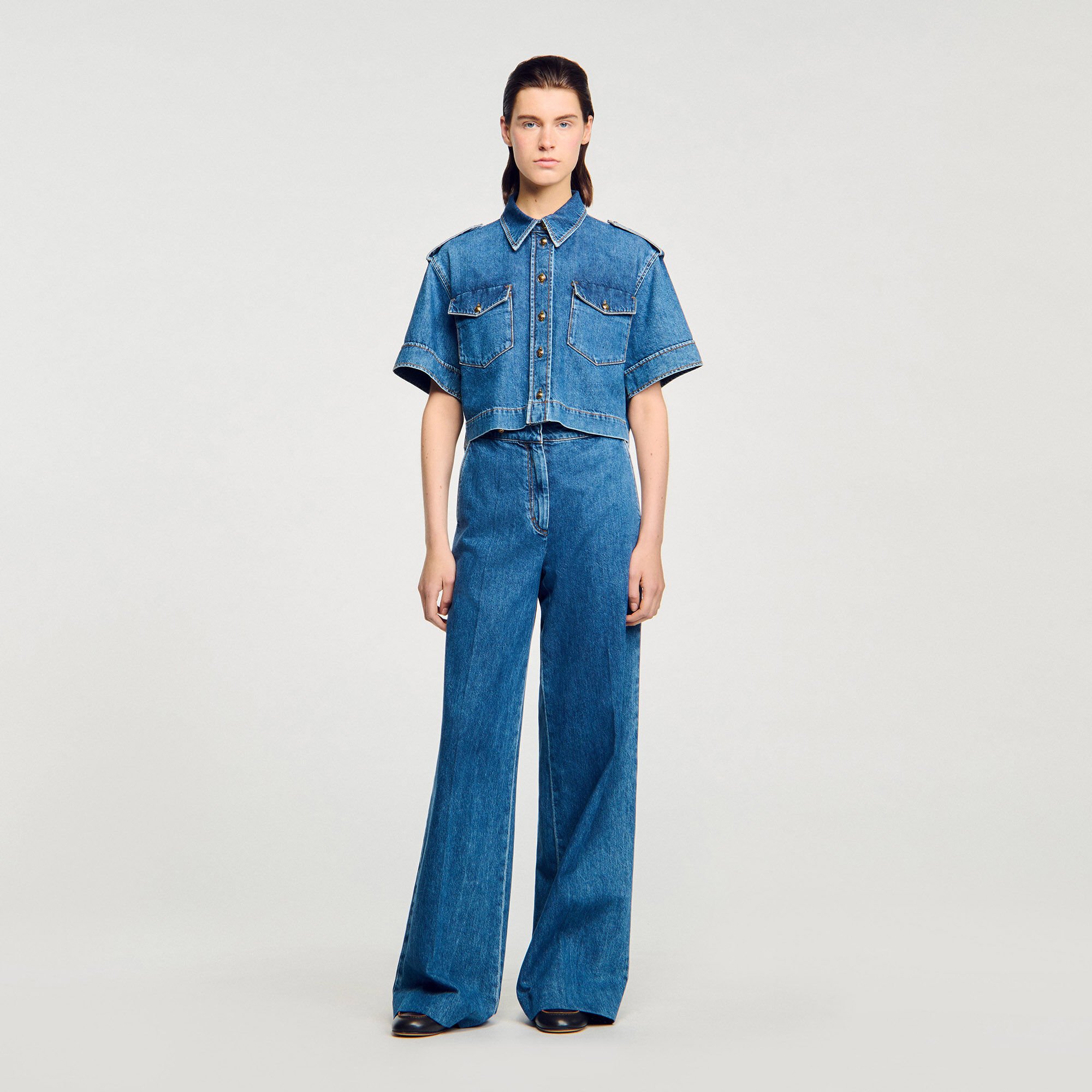 Camisa corta de denim
