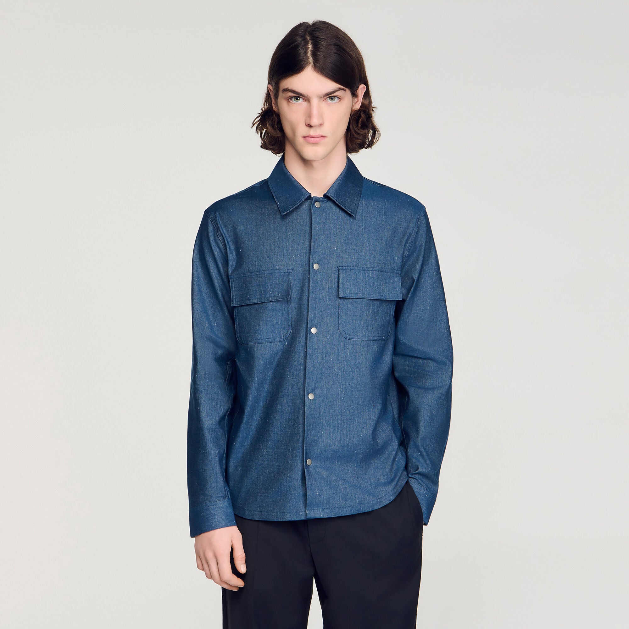 Camisa efecto denim de algod&oacute;n/lino