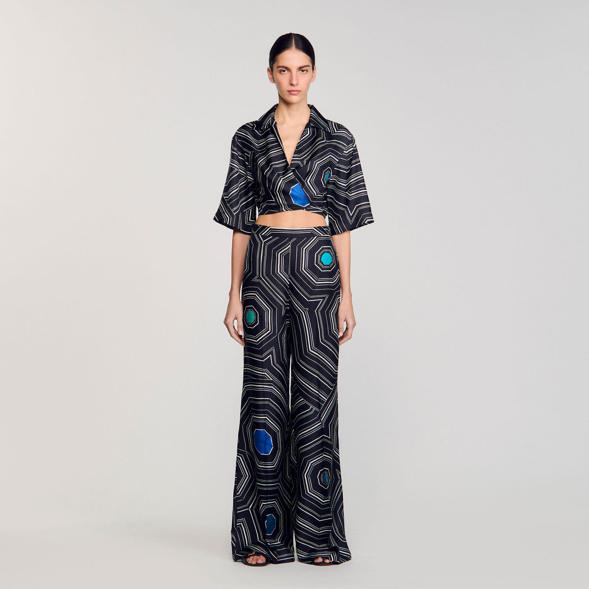 Pantalón de seda con espirales