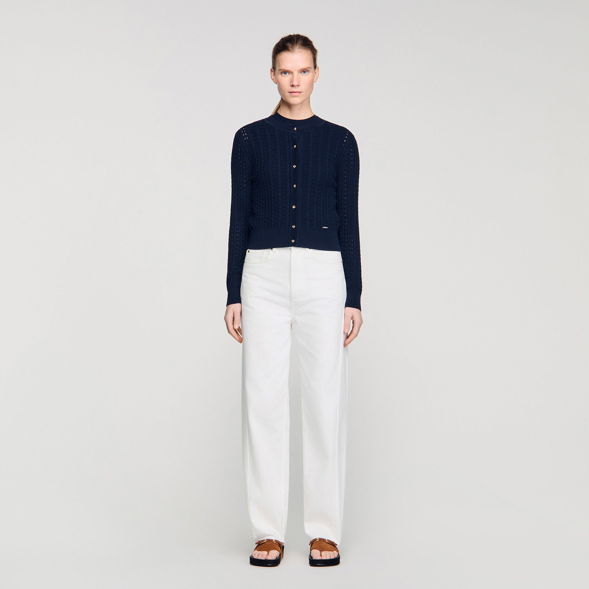 C&aacute;rdigan corto de punto texturizado