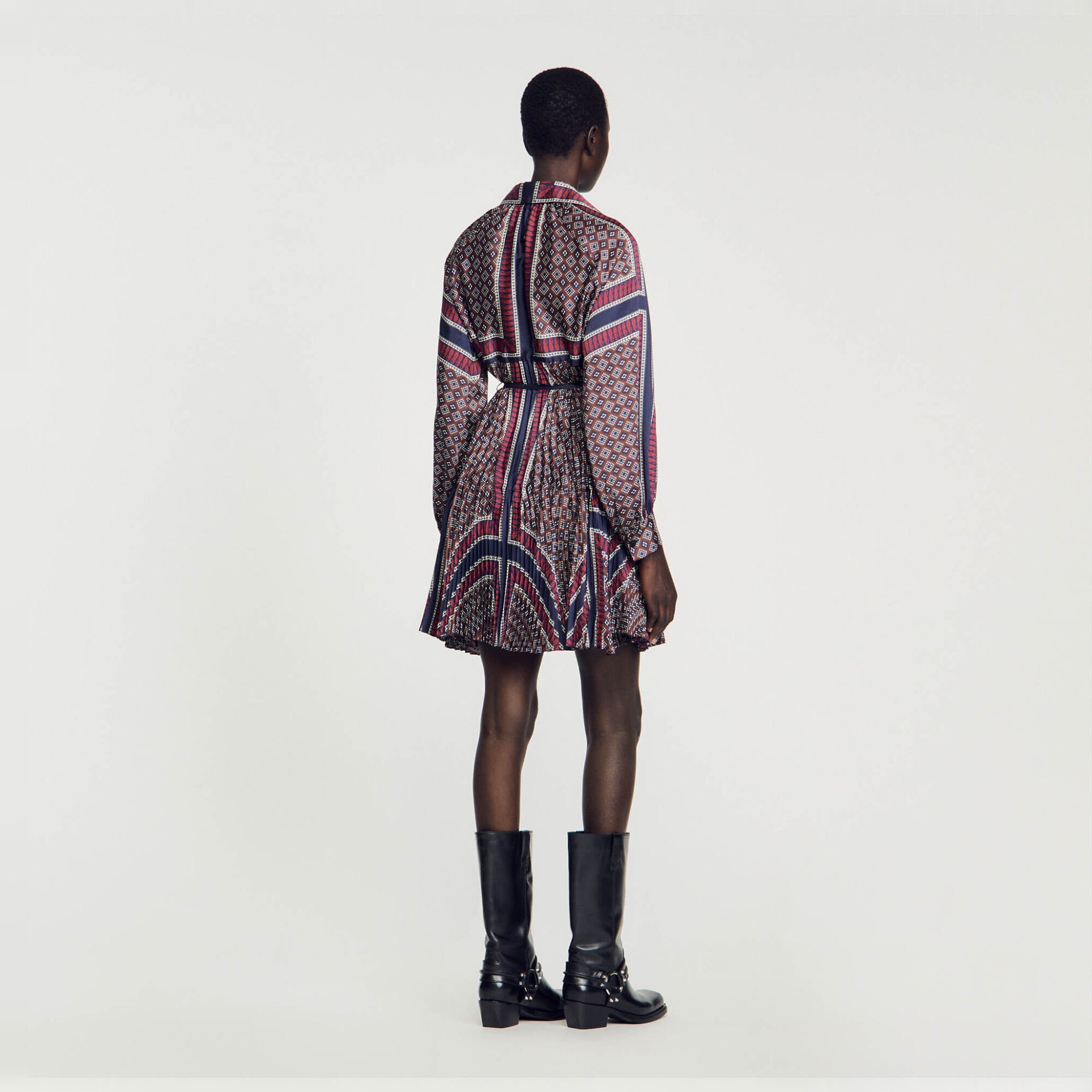 Vestido de camisa plisado